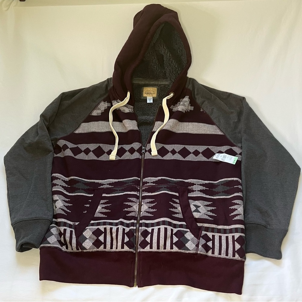 Vintage 90’s Sears Roebuck & Co. Raglan Sherpa Hoodie Size XXL (Young Men’s) NWT